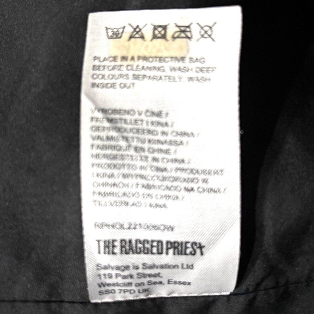 THE RAGGED PRIEST Immortal Coat 16 Silver Flames Faux Leather Trench Mall Goth - Picture 12 of 12